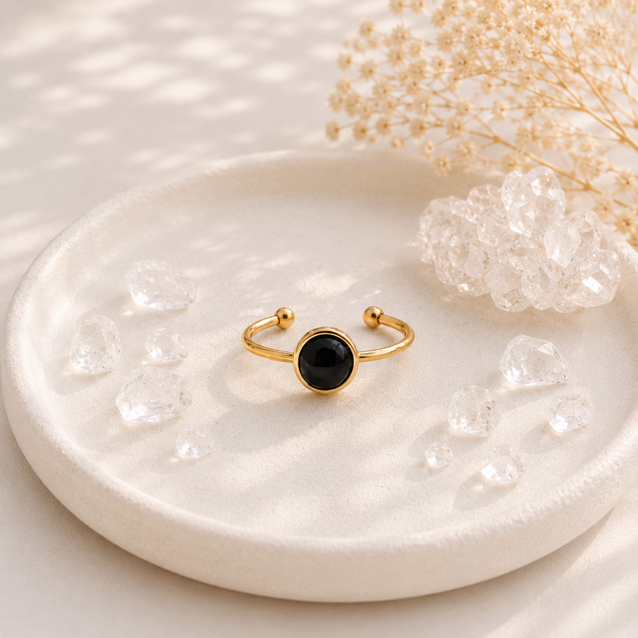 Bague Iris : onyx noir