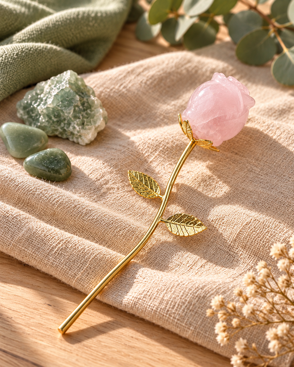 Petite rose en quartz rose
