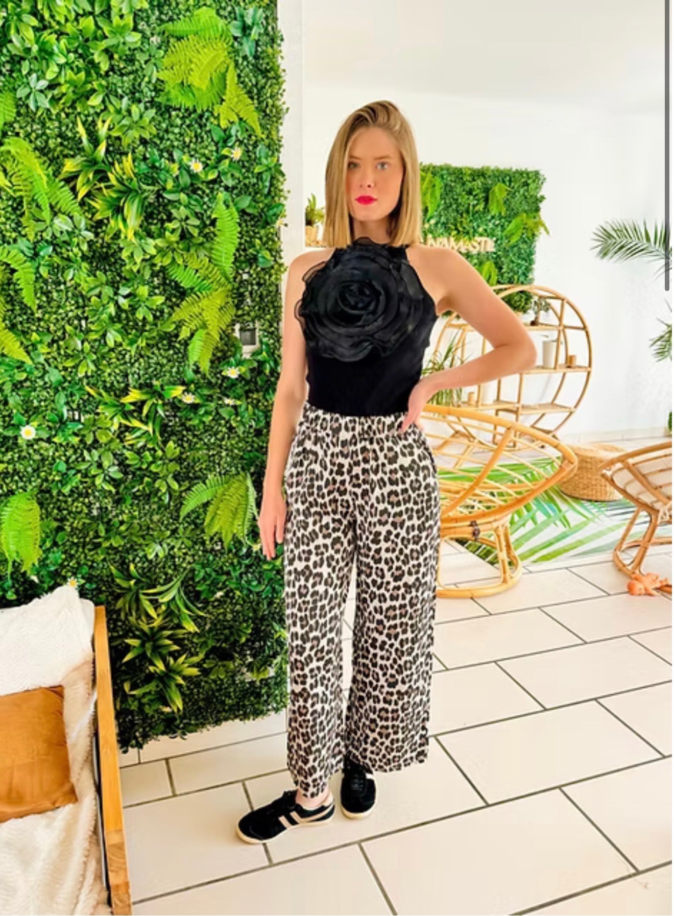 Pantalon Léopard blanc