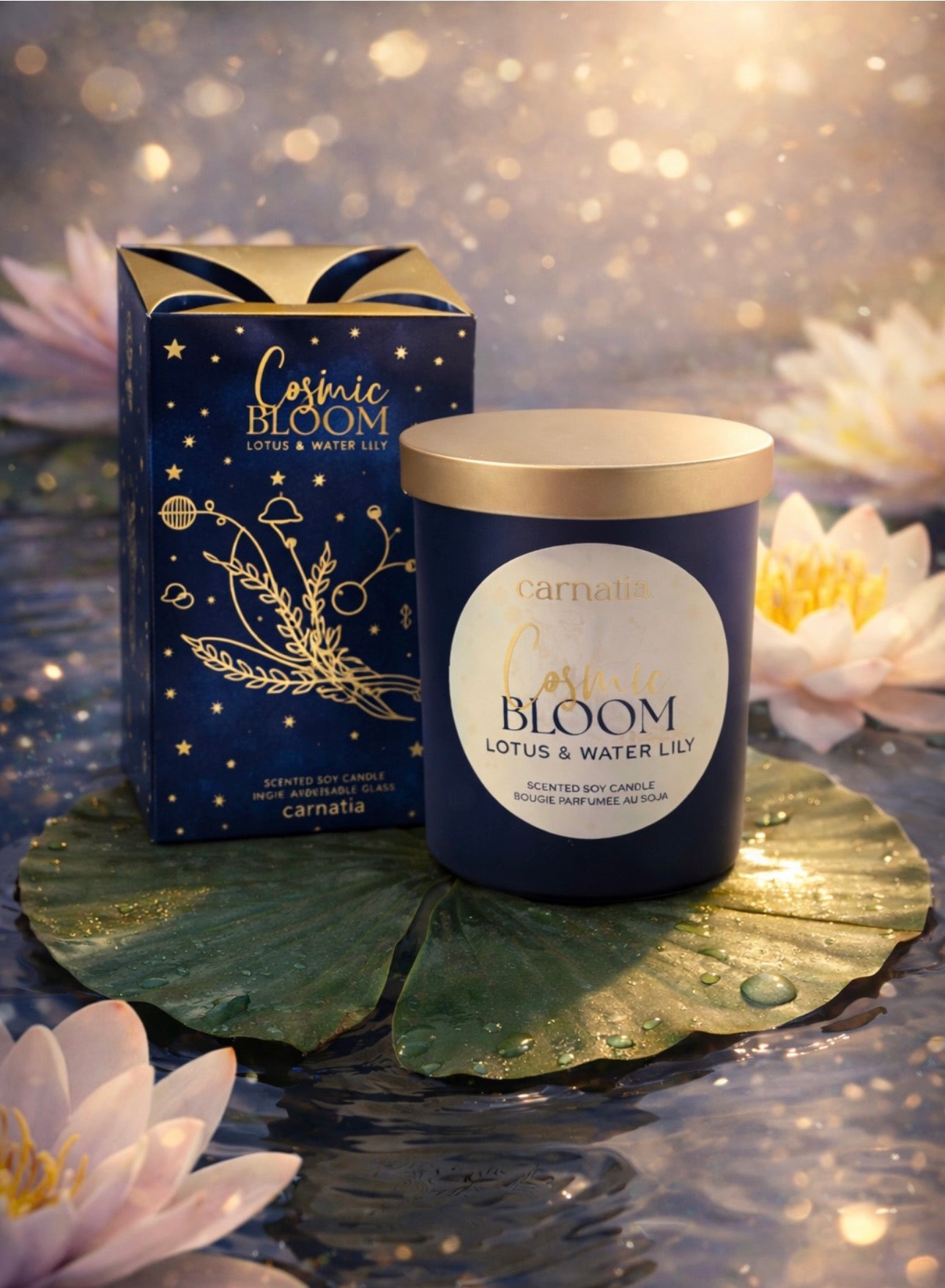 Bougie cosmique : lotus et nénuphar