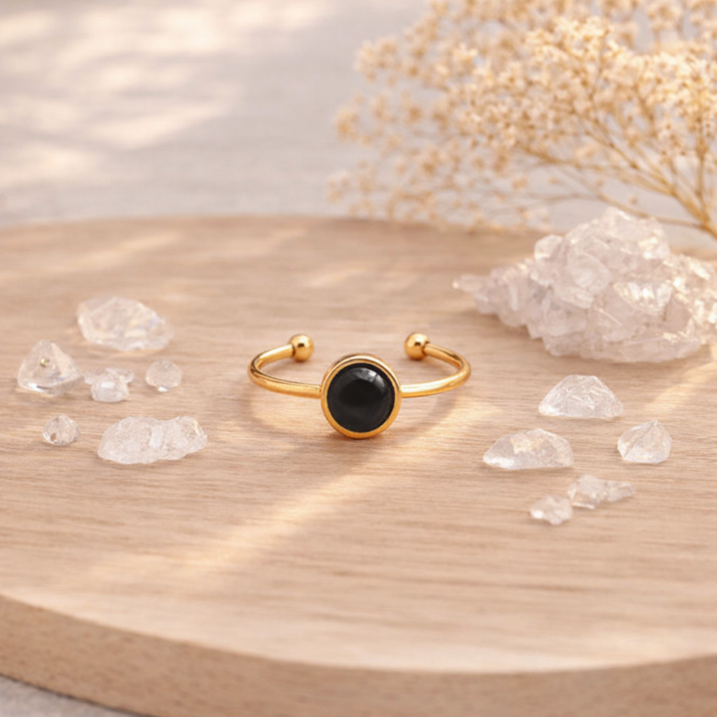Bague Iris : onyx noir