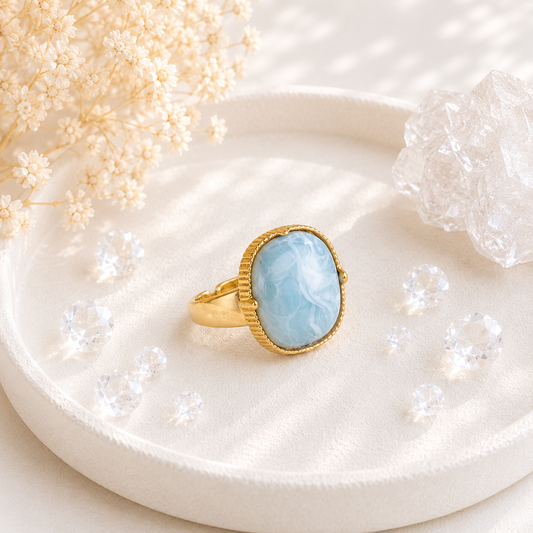 Bague Harmonie céleste : Angelite bleue