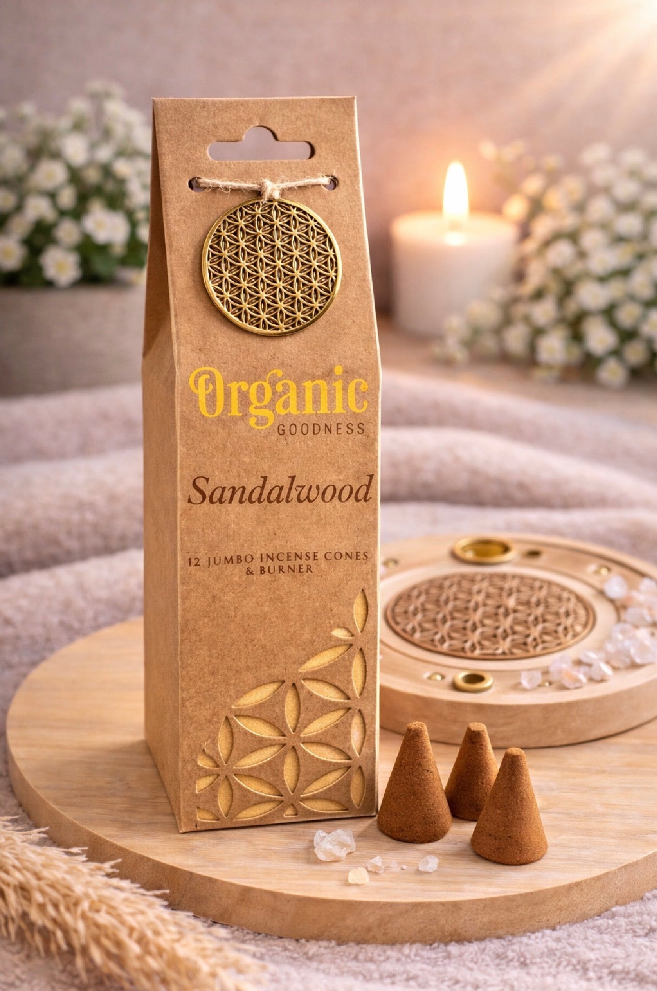 Encens en cône bois de santal avec Brûleur 🧡