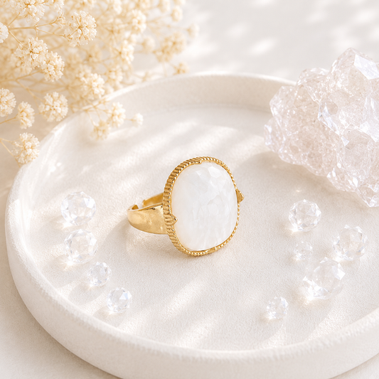 Bague Pierre de lune blanche  ✨