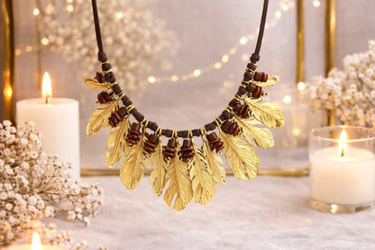 Collier Plumes œil de tigre 🪶 🤎