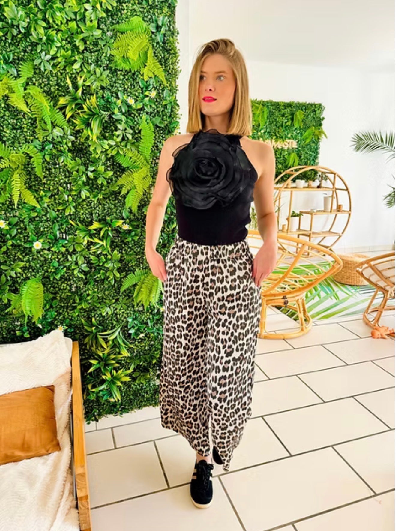 Pantalon Léopard blanc