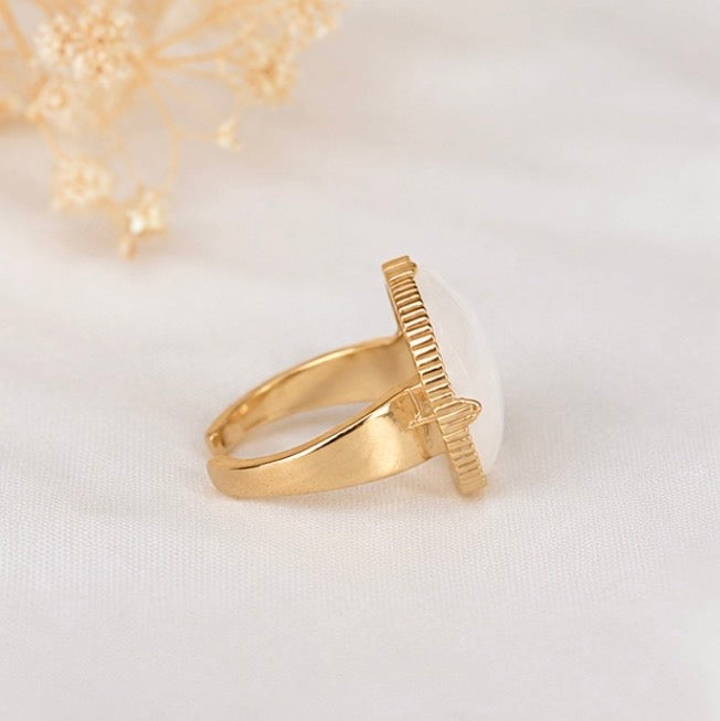 Bague Pierre de lune blanche  ✨