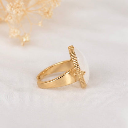 Bague Pierre de lune blanche  ✨