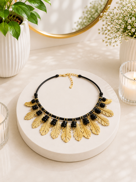 Collier Plumes obsidienne 🪶