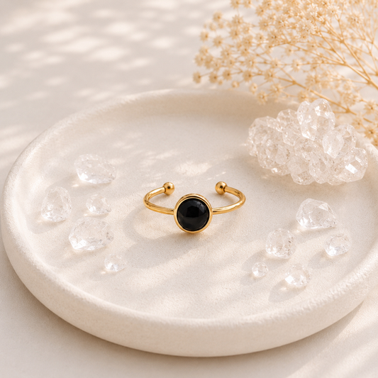 Bague Iris : onyx noir