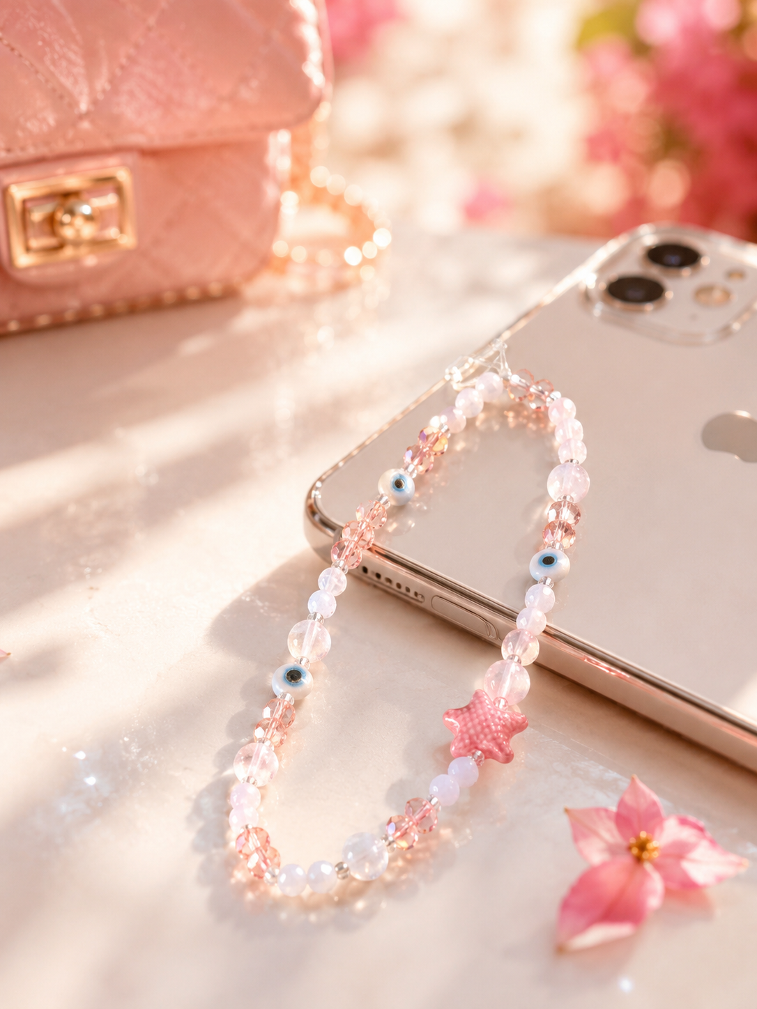 Bijoux de téléphone e Quartz rose 💕