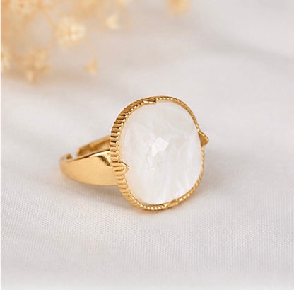 Bague Pierre de lune blanche  ✨