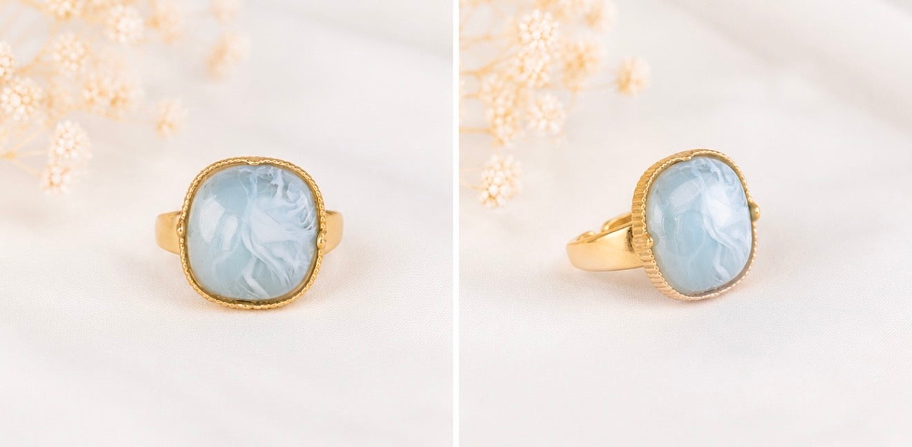 Bague Harmonie céleste : Angelite bleue