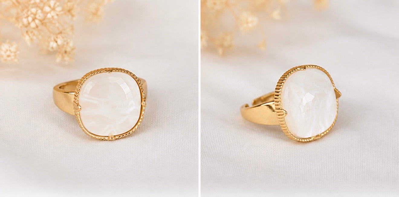 Bague Pierre de lune blanche  ✨