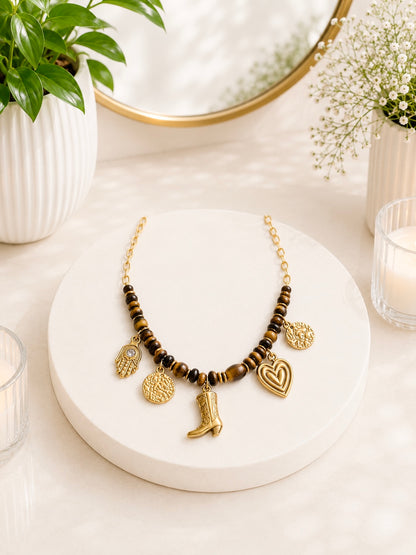 Collier Éclat intérieur en œil de tigre 🤎