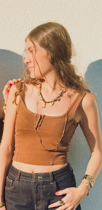 Collier Éclat intérieur en œil de tigre 🤎