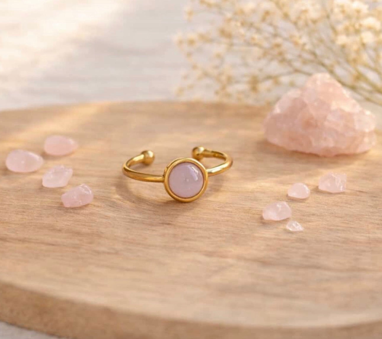 Bague Iris : quartz rose