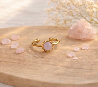 Bague Iris : quartz rose