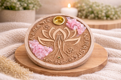 Porte encens namasté et quartz rose