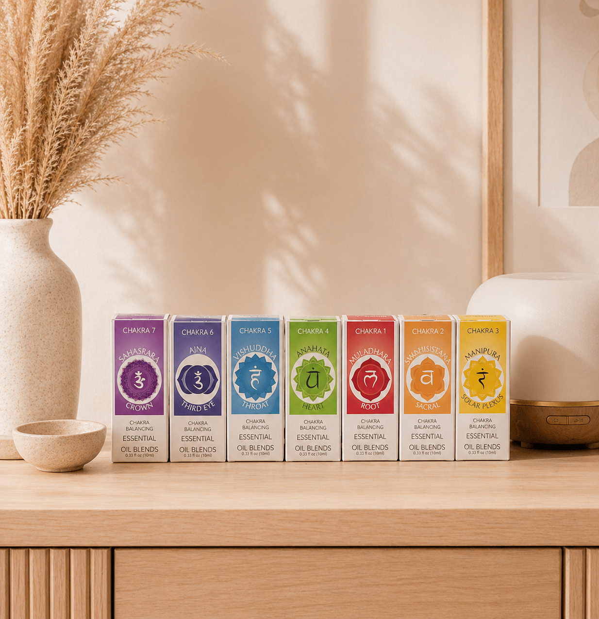 Huiles essentielles à diffuser 7 chakras