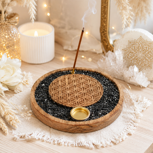 Porte encens tourmaline noire et Fleur de vie