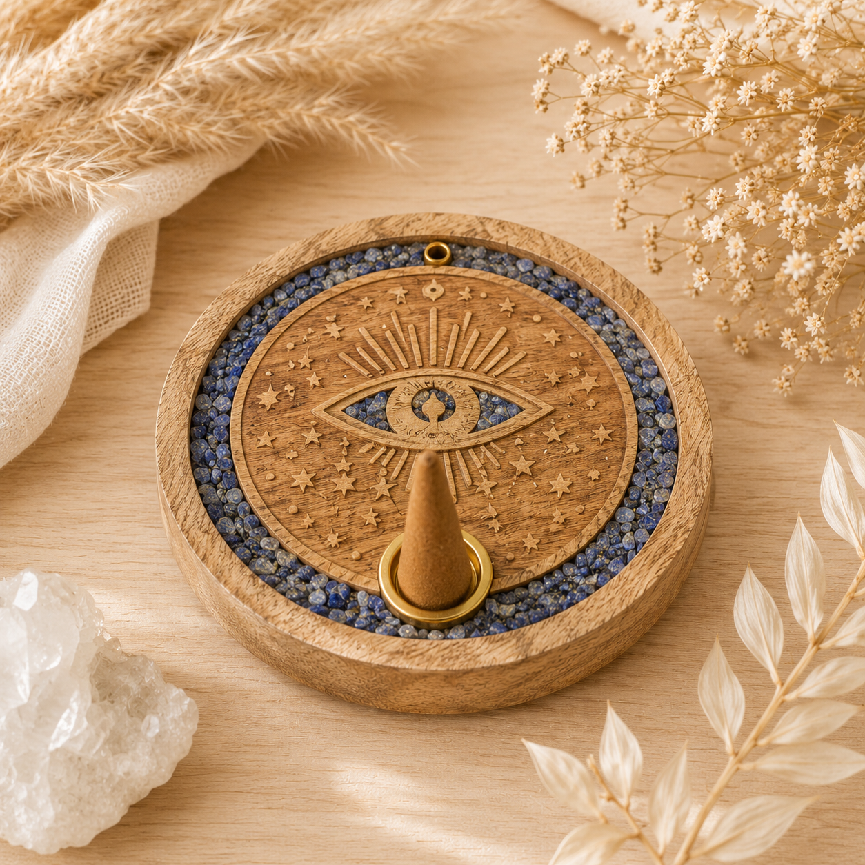 Porte encens sodalite et œil protecteur